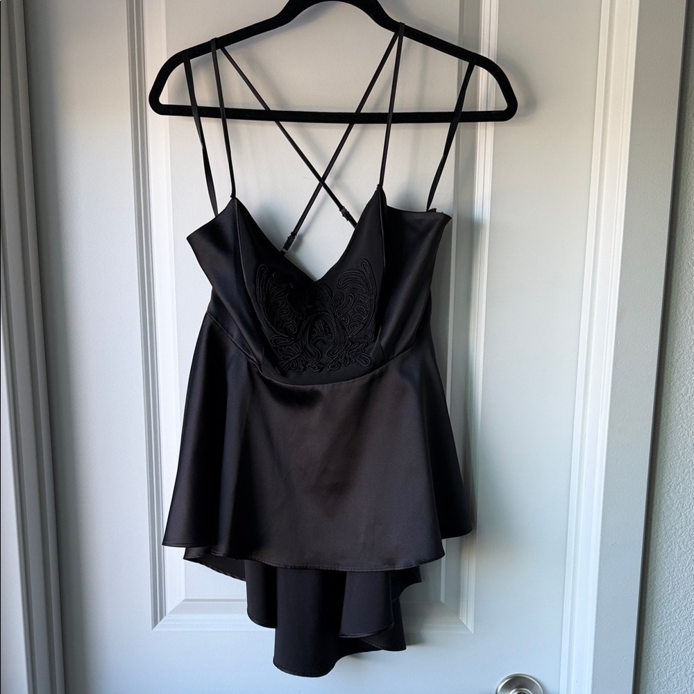 Express Black Strappy High-Low Peplum Dress